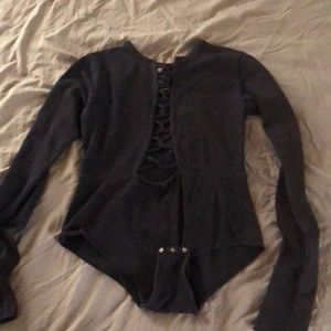 Black lace up leotard size M